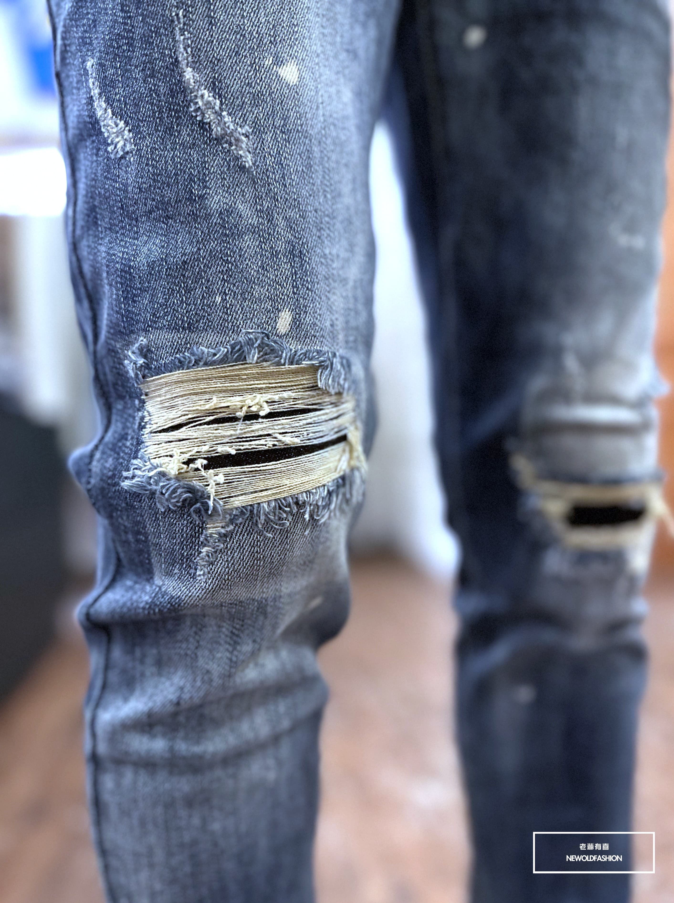 『新品上市』重磅潑漆膝破壞小直筒(NOF23085012)