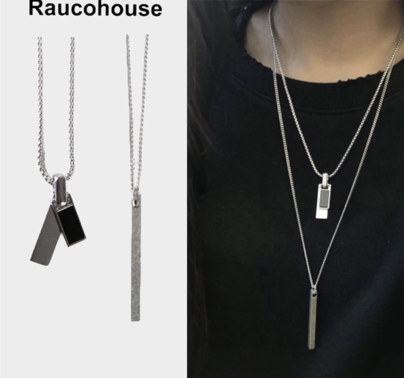韓國 raucohouse 項鍊 black matte layer 銀飾 korea select