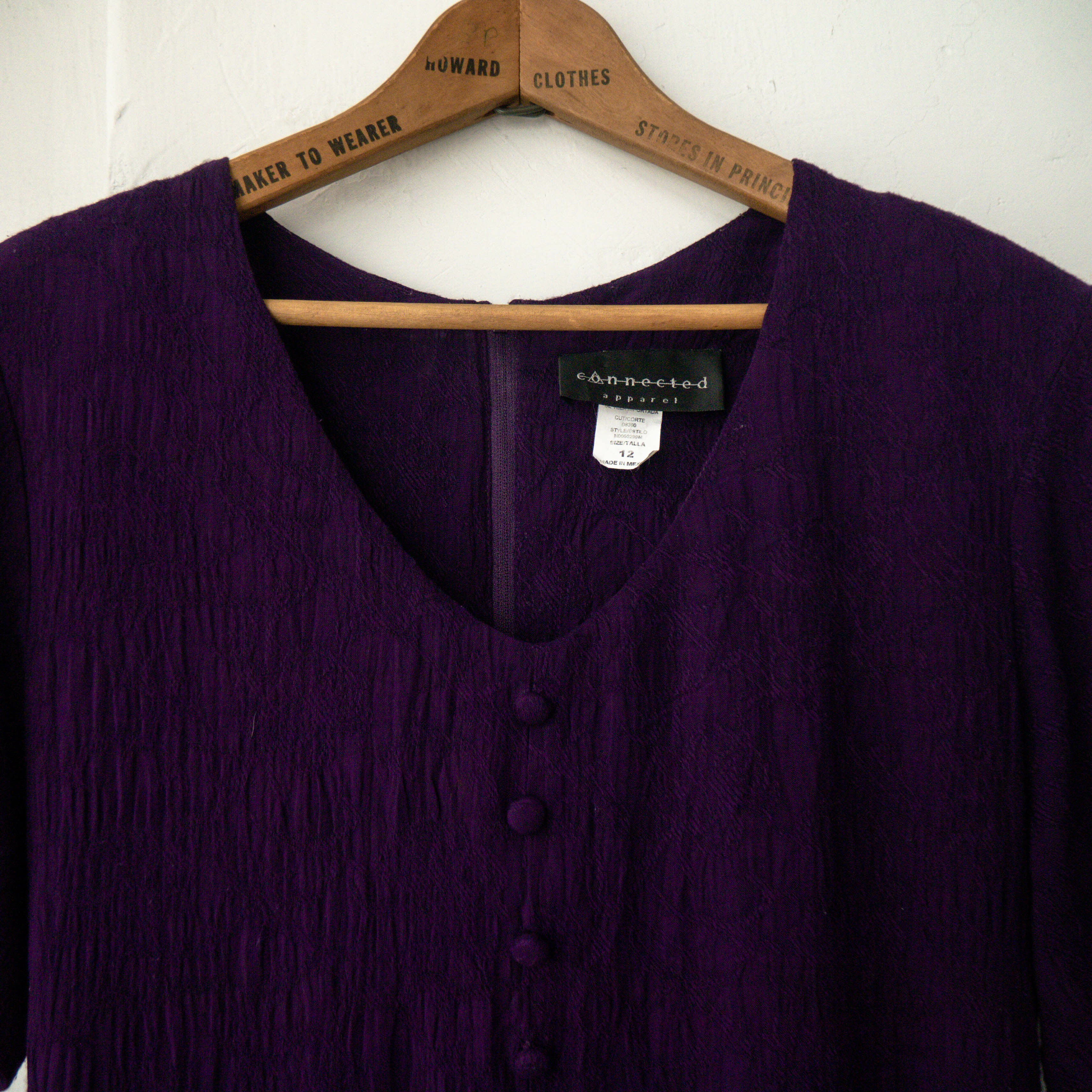 VINTAGE LONG DRESS 美國 紫色 紗質 抓皺 短袖 長版 長洋裝