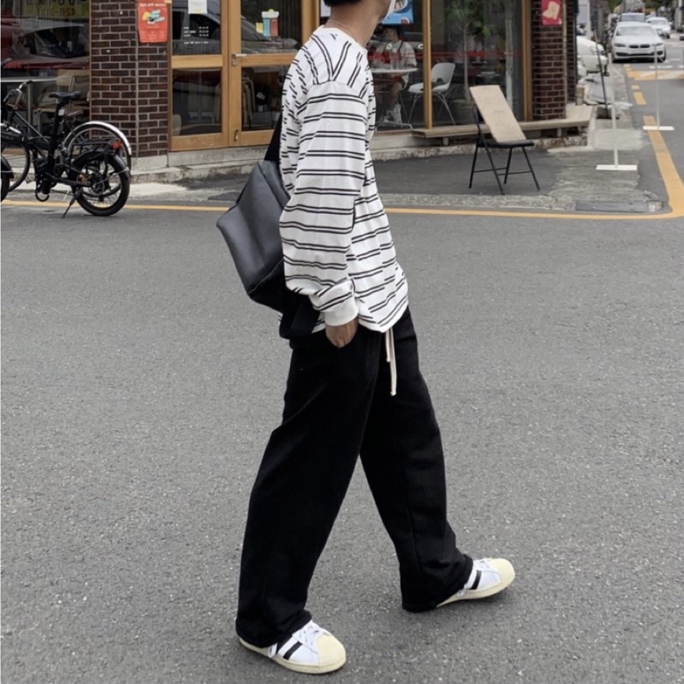 JIN UNIVERSAL 不修邊落地休閒棉褲 落地 棉褲 休閒 抽繩 不修邊 平價穿搭系列