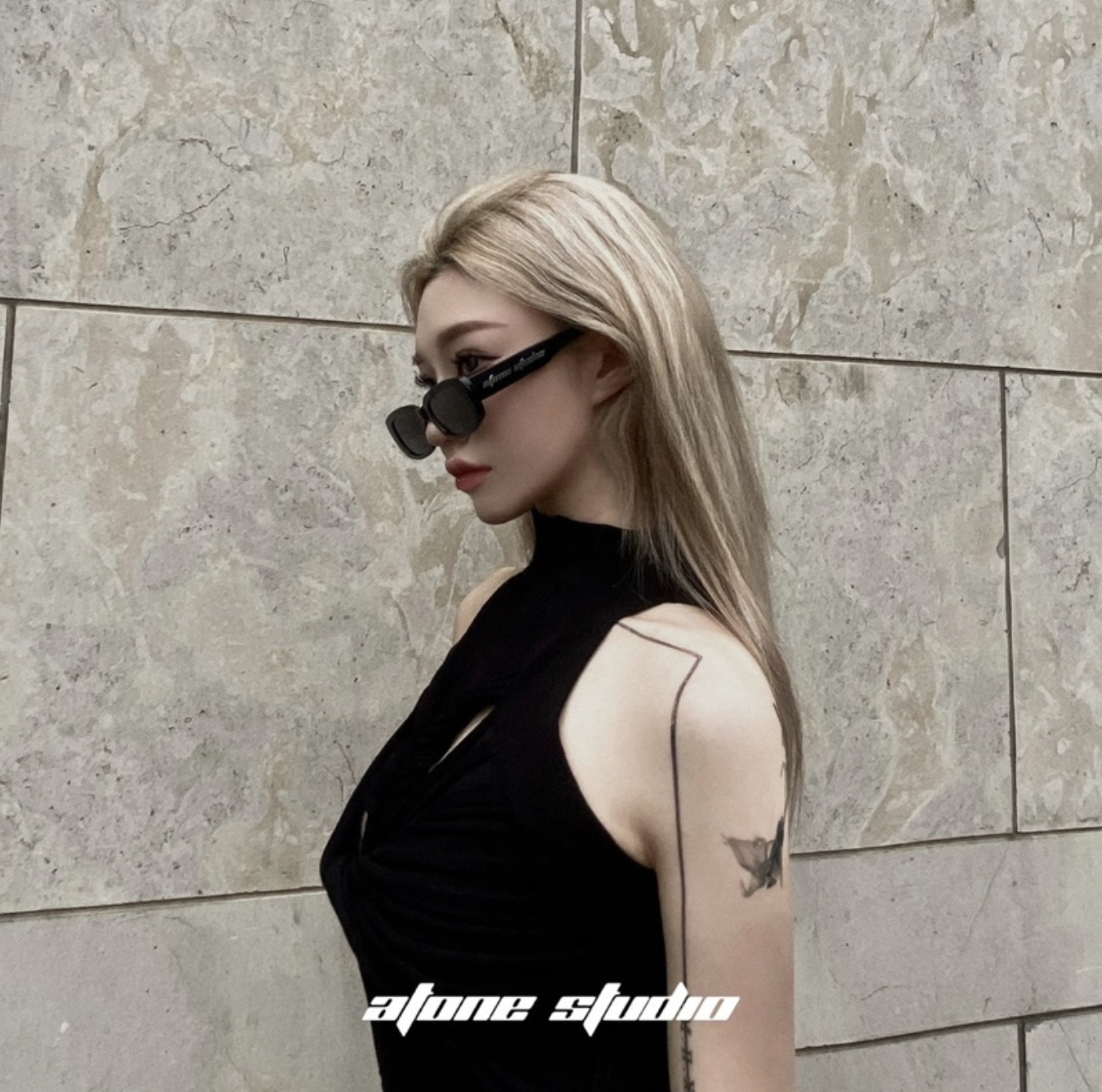 Atone studio 鐳射金屬銀朋克造型鏡框 Y2K 日常 搭配