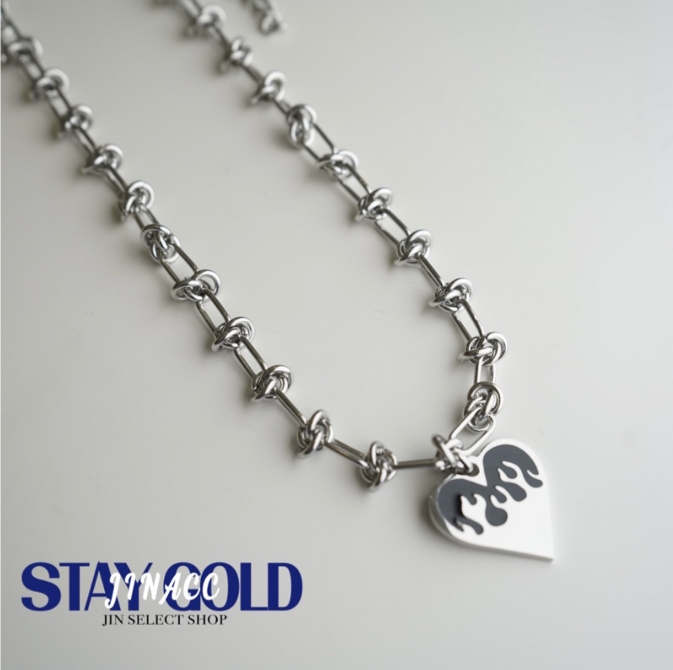 JIN ACC 平價盒裝飾品 火焰愛心打結鍊項鍊 愛心 火焰 設計 造型 項鍊 飾品