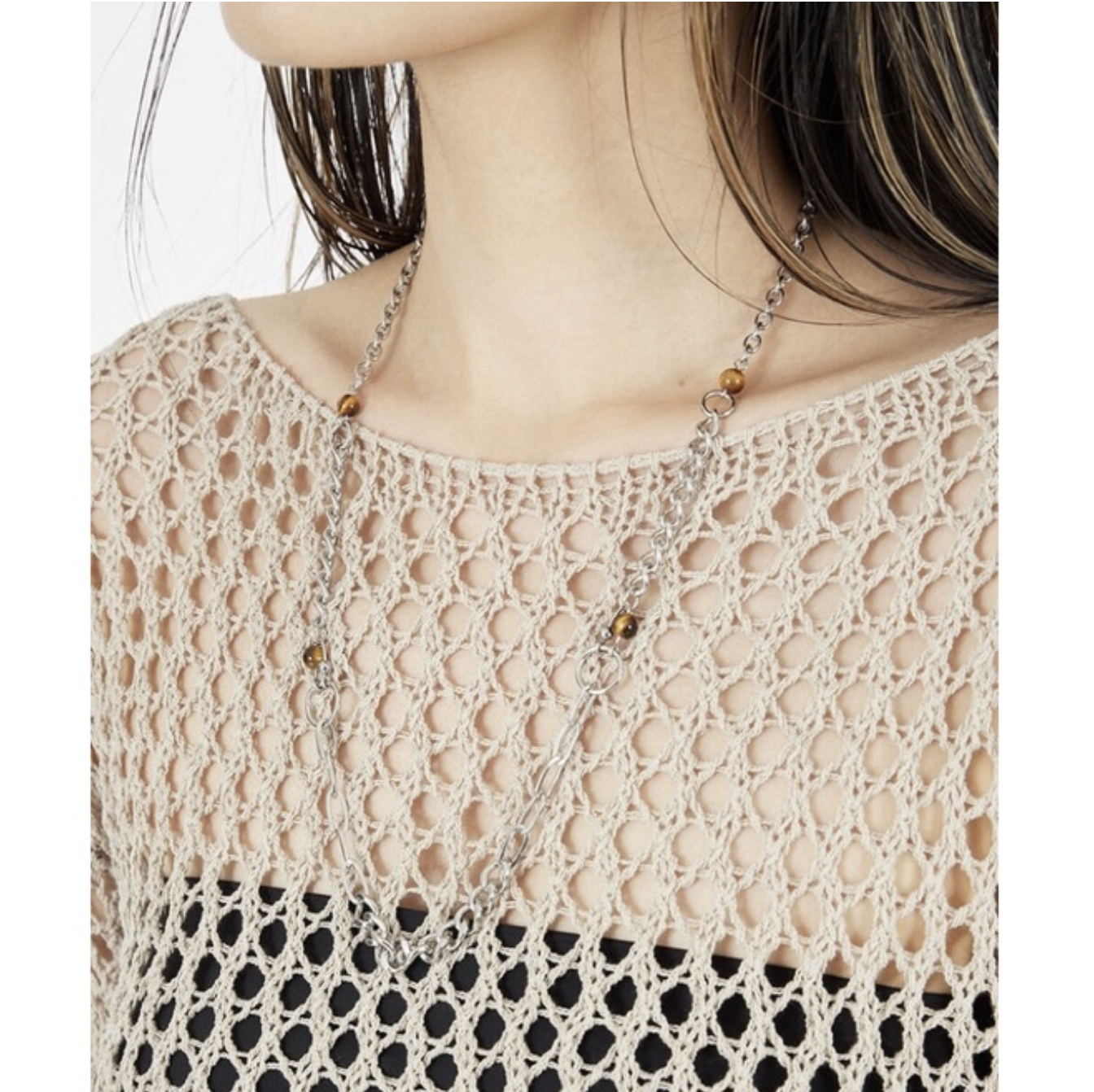 韓國 Raucohouse 解構串珠拼接項鍊 項鍊 古巴鍊 串接 珍珠 串珠 飾品 配件