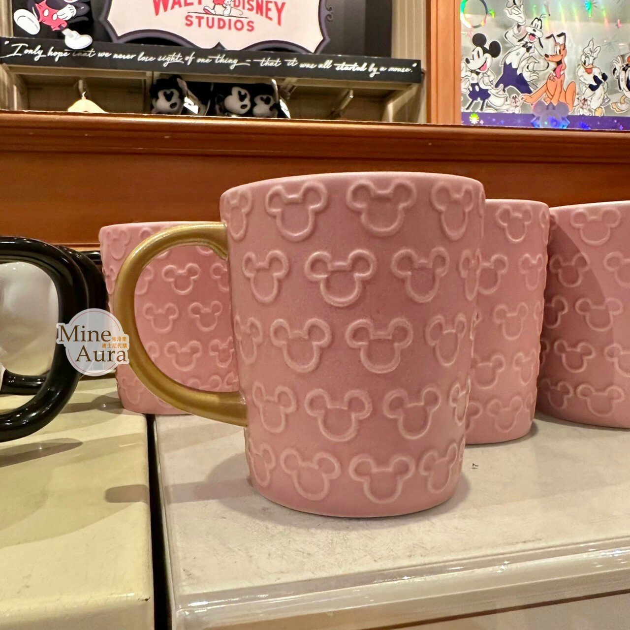 米奇 Mickey 立體浮雕 米奇頭圖案 粉色 陶瓷馬克杯 水杯 -香港迪士尼樂園