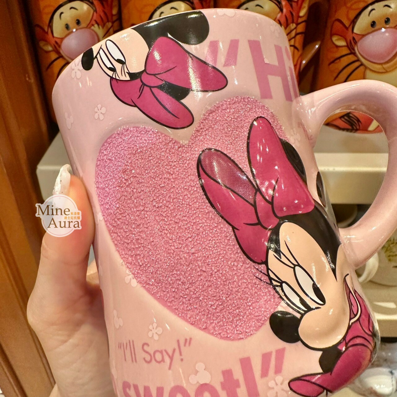 米妮 Minnie 粉色 愛心 sweet 圖案 馬克杯 水杯 -香港迪士尼樂園
