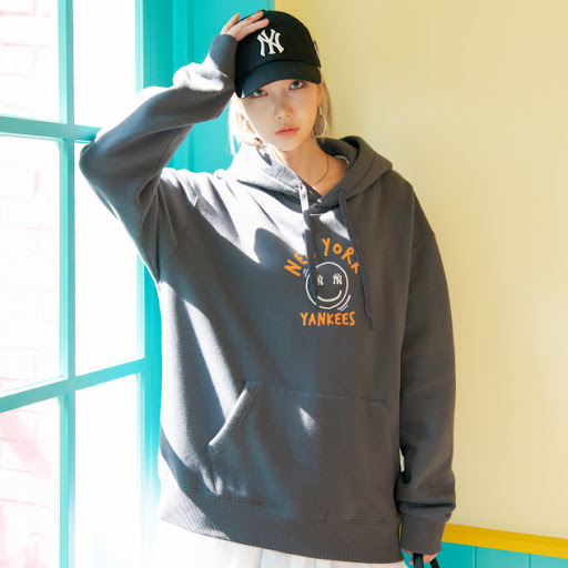 MLB LIKE SMILE FLEECE OVERSIZED LOGO HOODIES