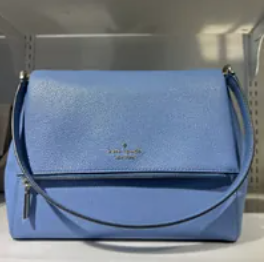 [S] KATE SPADE K6029 LEILA PEBBLED LEATHER MEDIUM FLAP SHOULDER BAG,FRESH BLUE,, 196021276453 (SKS765)