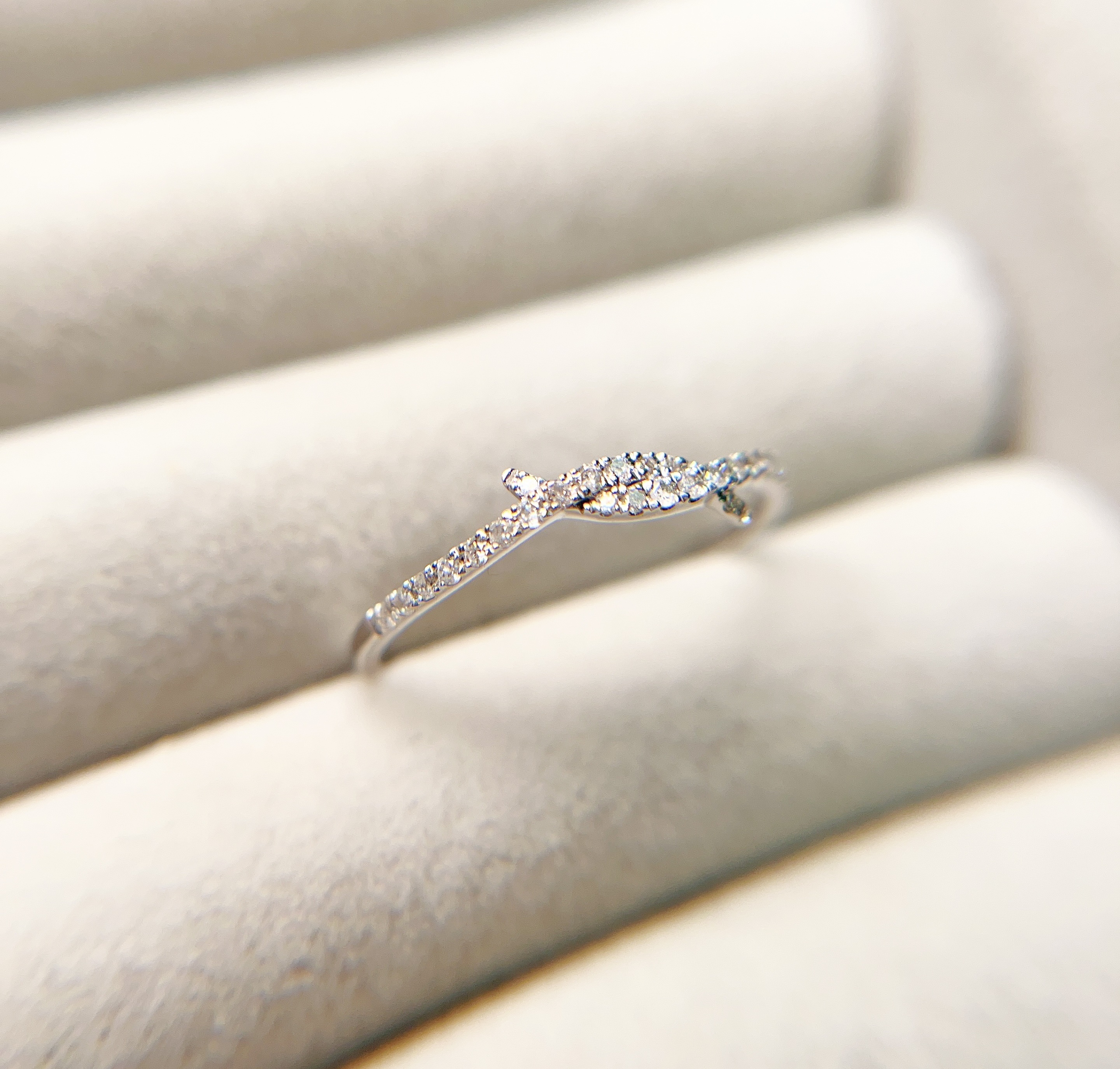 0.14ct 18K 白金鑽石介指 (R3225) - Size HK#15