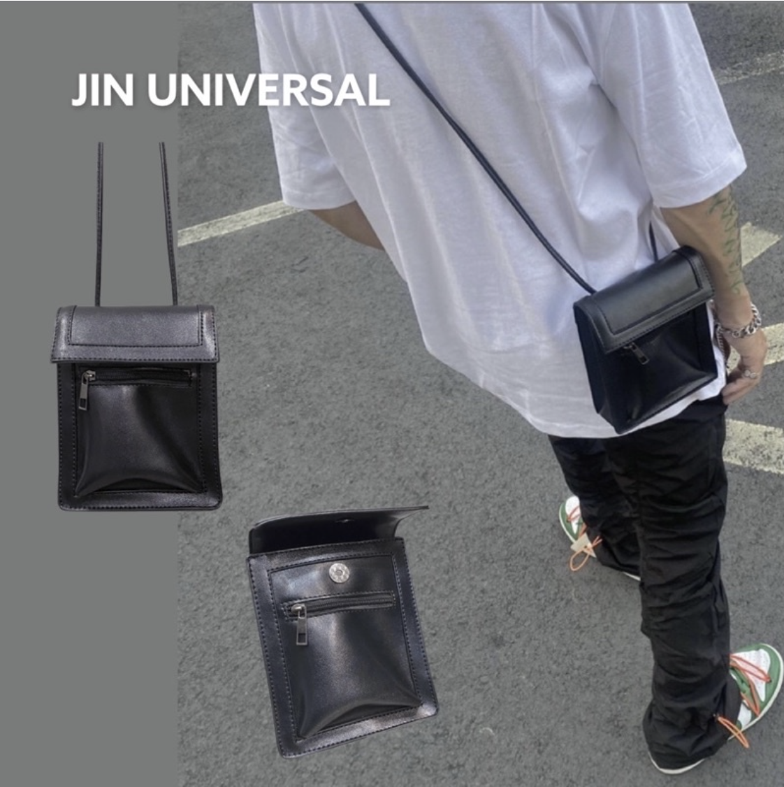 JIN UNIVERSAL韓國兩用皮革小包 肩背包 小包 皮革小包 腰包 拉鍊包
