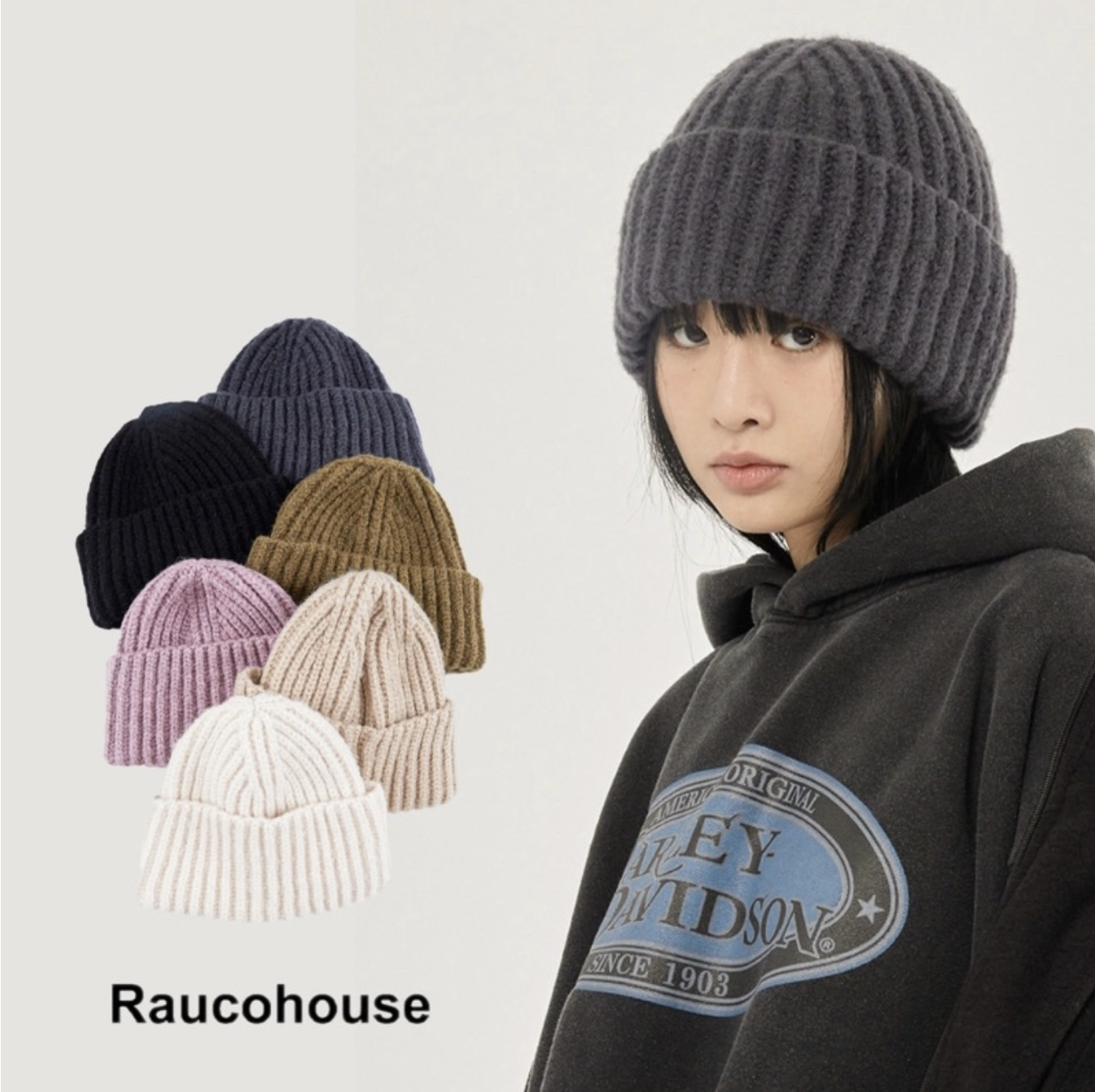 🇰🇷RAUCOHOUSE 粗針織大反摺造型毛帽 毛帽 冷帽 針織