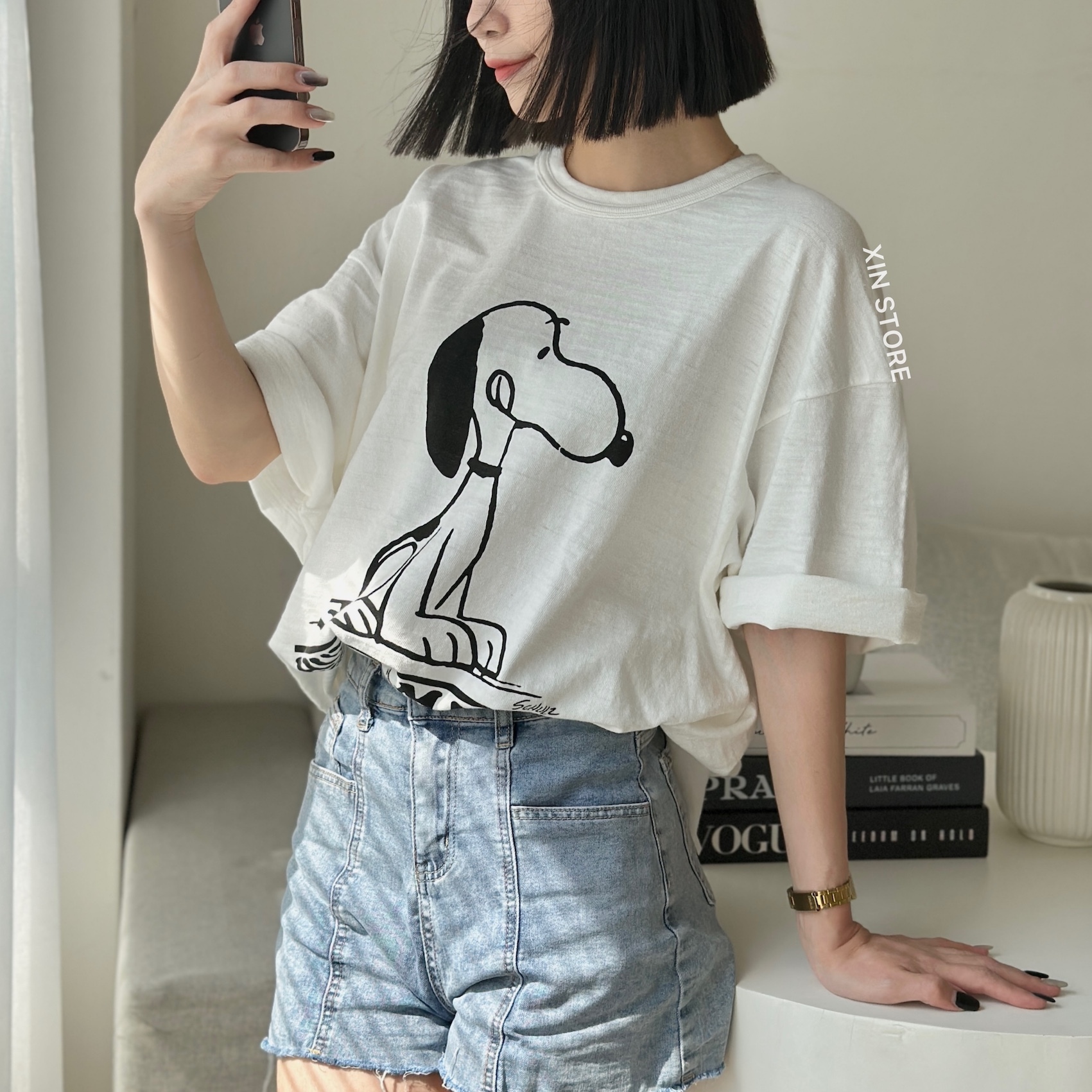 Human Made 日本限定Peanuts Snoopy 史努比聯名復古短Tee 黑白