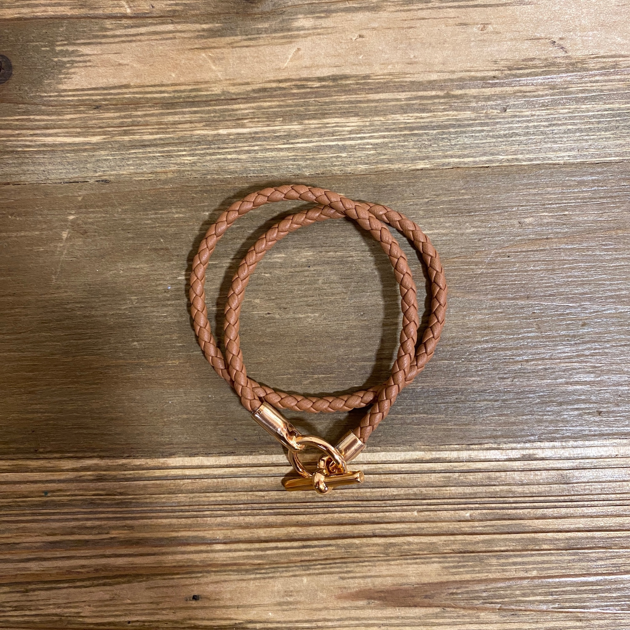 Unused] Hermes glenan double tour bracelet T1 gold