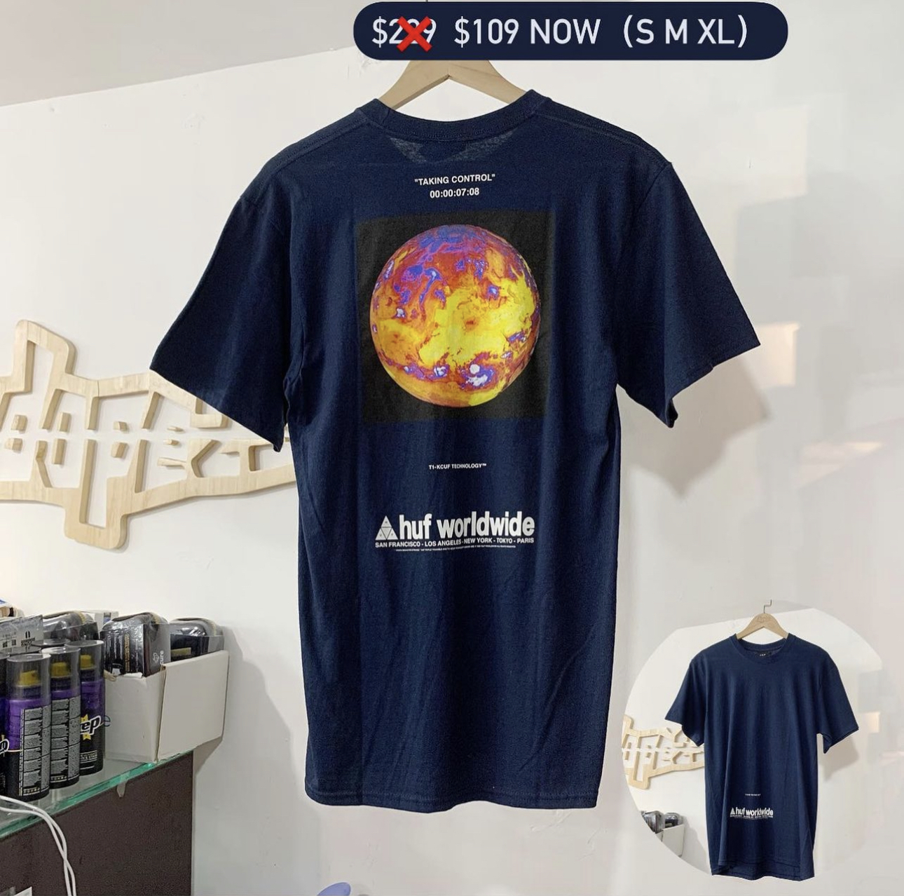 Huf WORLD T-Shirt NAVY