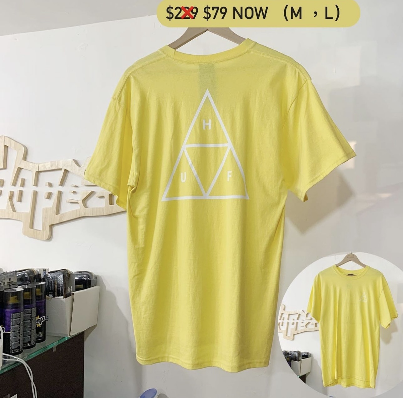 Huf Essentials OG Logo S/S T-Shirt yellow