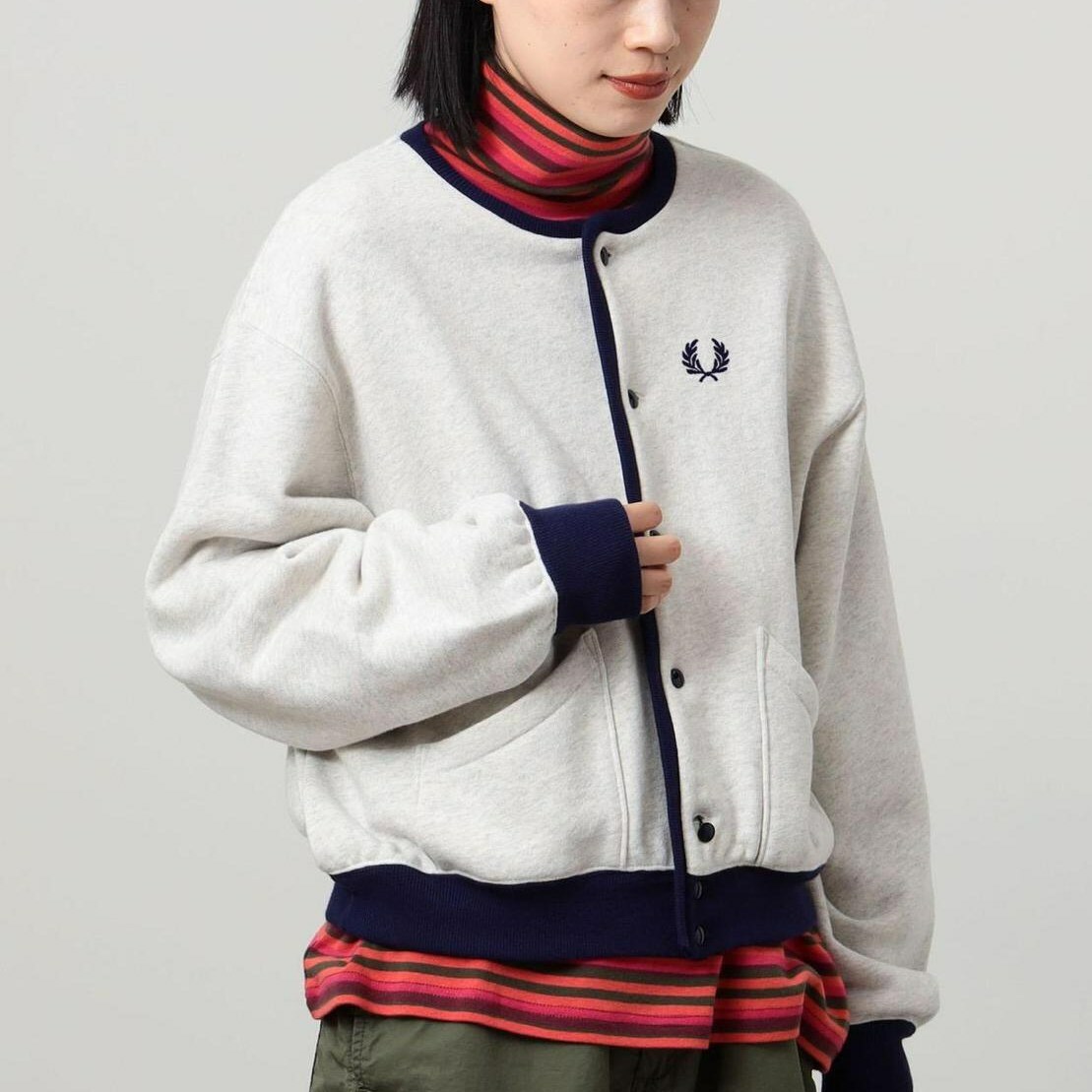 Fred x Beams拼色5粒扣外套
