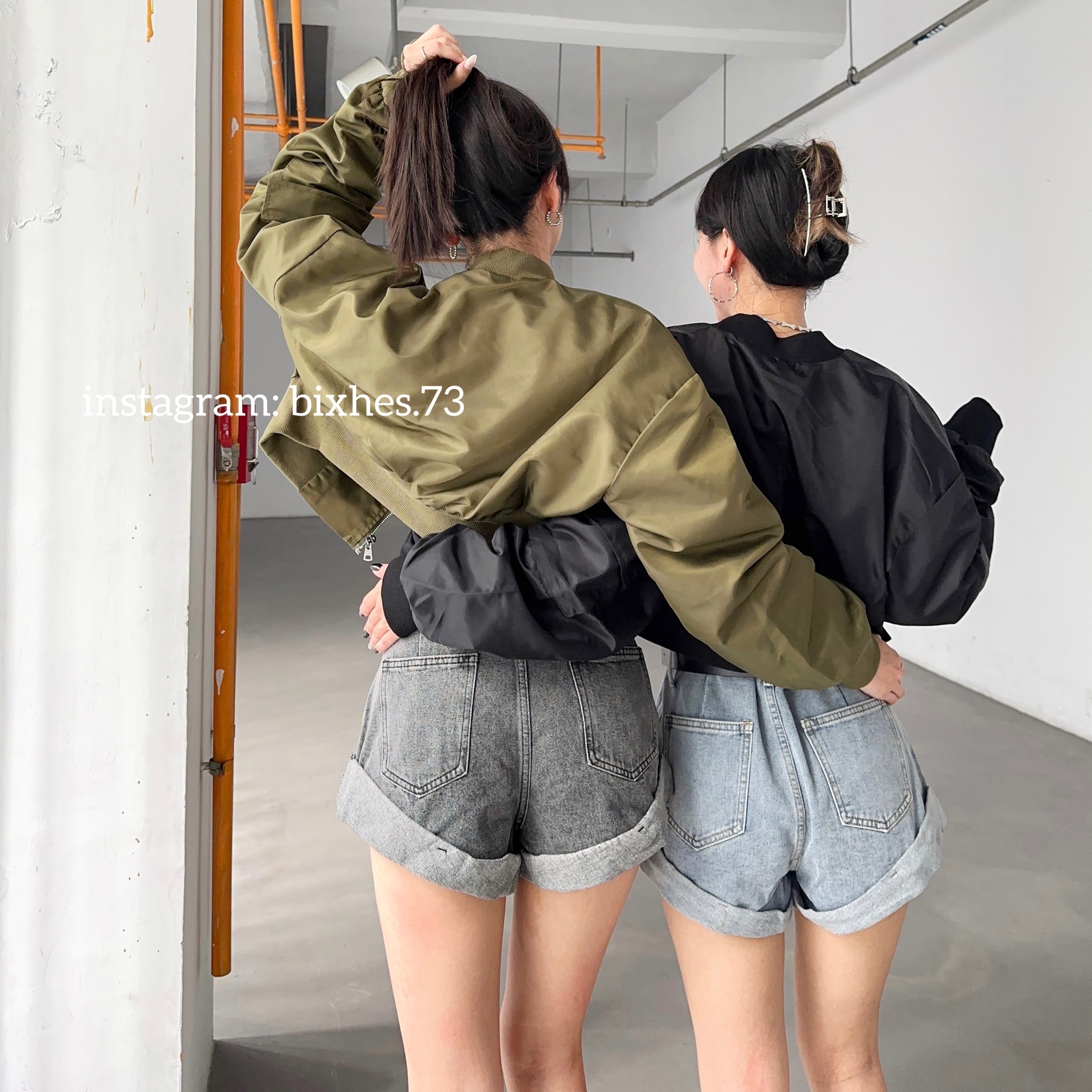 歐美口袋短版飛行外套(F00019)