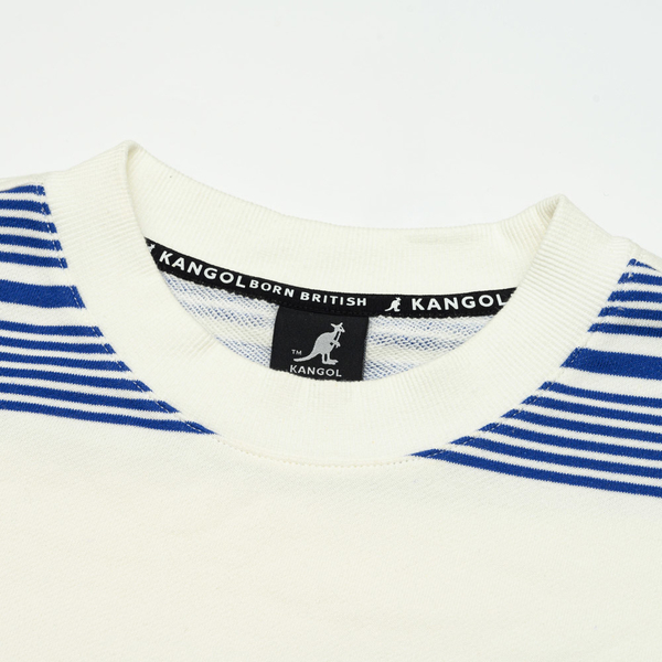 KANGOL 長袖 大學T 中性 白藍 深卡其 條紋圓領T 6255100700 6255100730