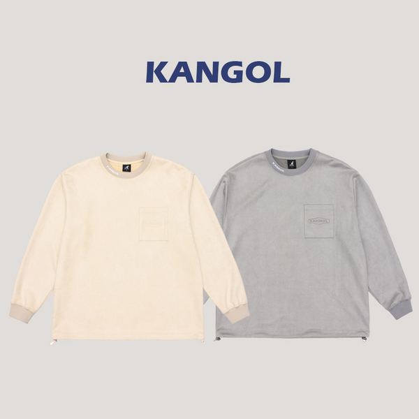 KANGOL 長袖 中性 深灰 淺卡其 麂皮 圓領T 6255101110 6255101131