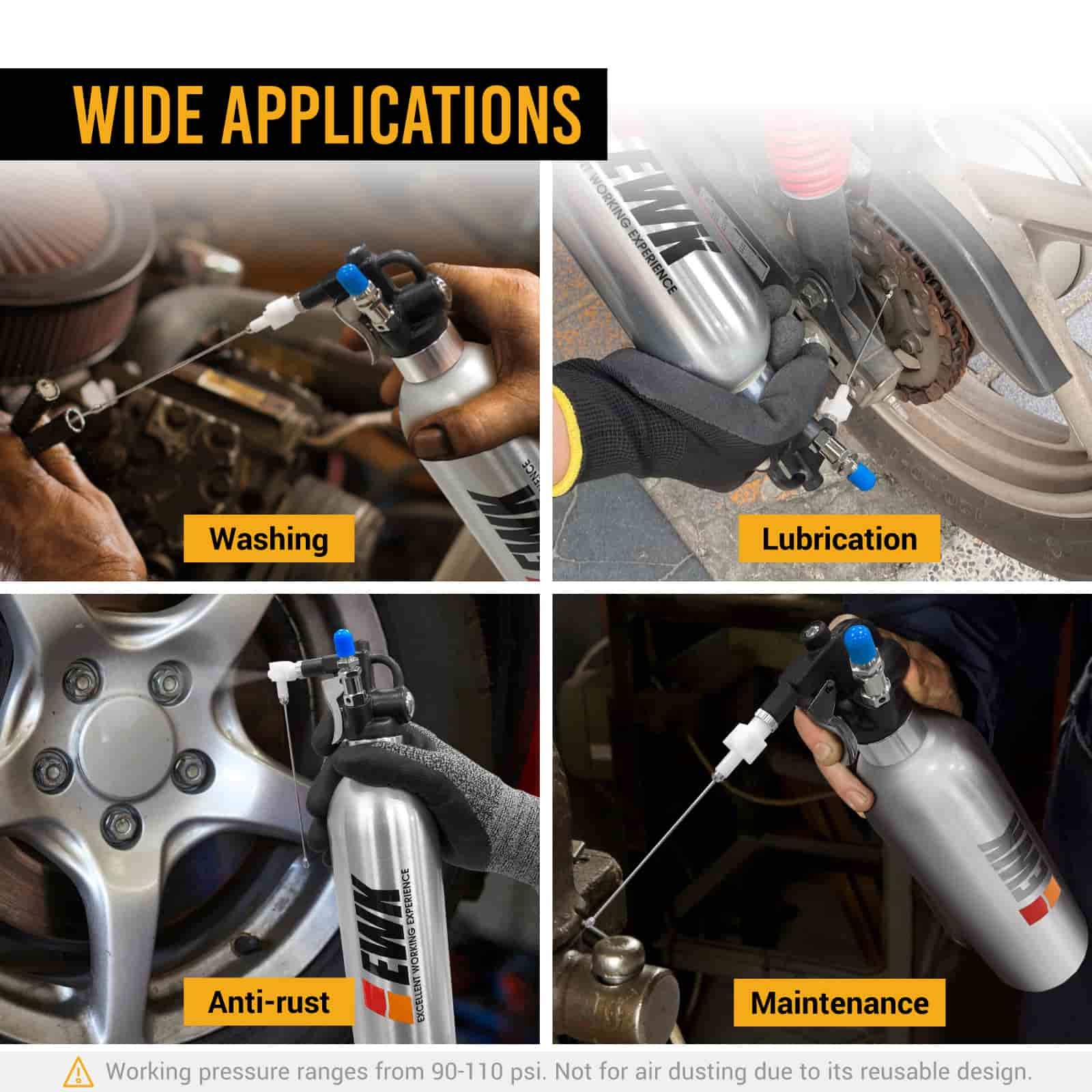 EWK Patented Aluminum Refillable Aerosol Spray Can with Nozzles Kit,  Compressed Air Sprayer for Brake Clean, Lubrication and Anti-Rust :  : Automotive