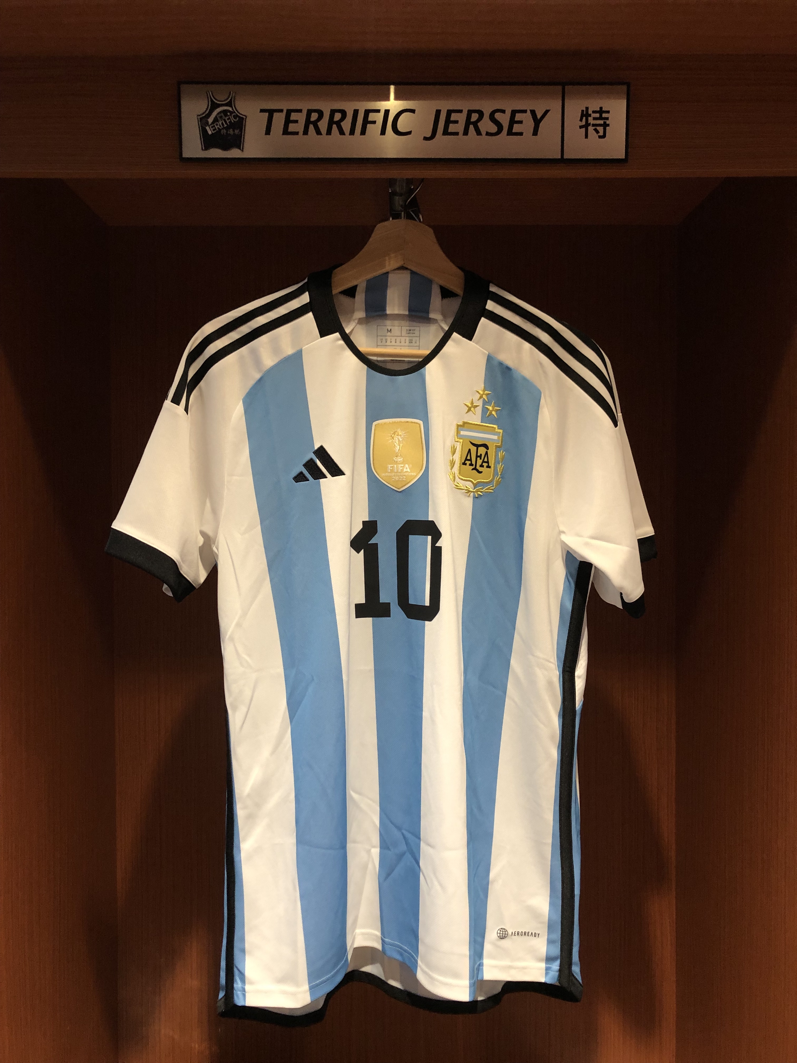 FIFA足球 Lionel Messi 阿根廷三星白 世界盃 冠軍款 Adidas Replica Jersey 球迷版 燙印 全新