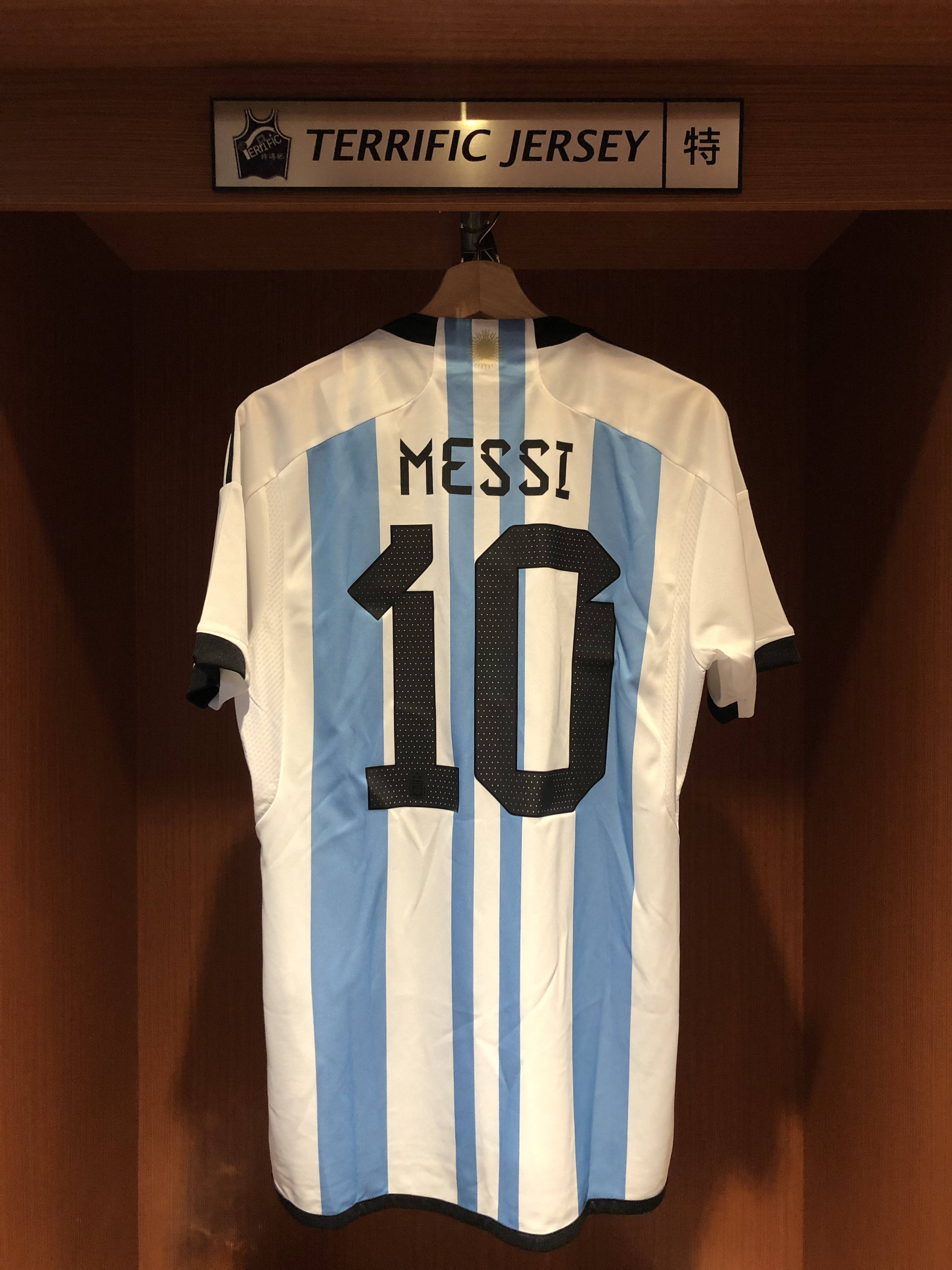 FIFA足球 Lionel Messi 阿根廷三星白 世界盃 冠軍款 Adidas Replica Jersey 球迷版 燙印 全新