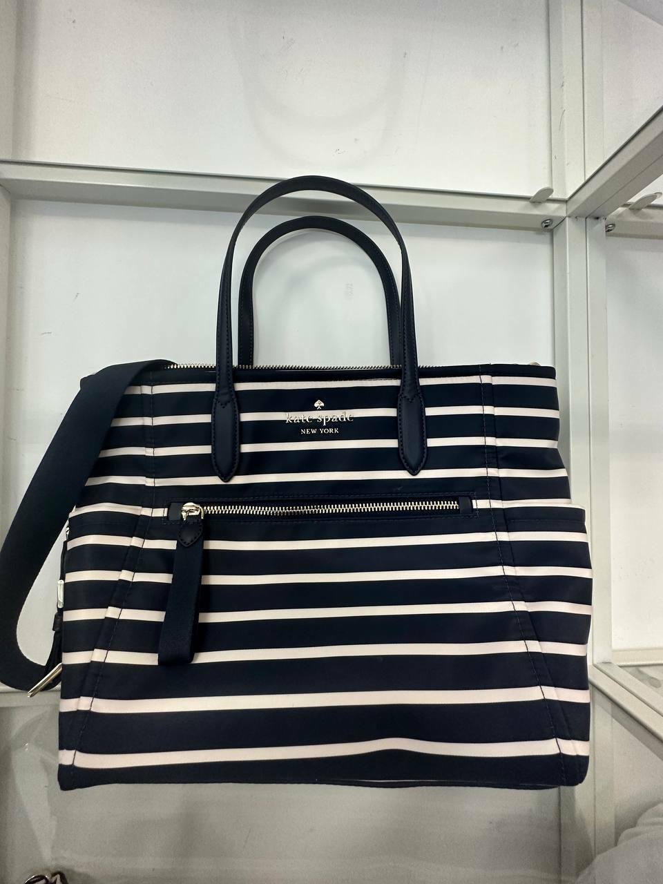 [S] KATE SPADE KC709 CHELSEA THE LITTLE BETTER MARINA STRIPE NYLON SATCHEL,PARISIAN NAVY, 196021275647 (SKS766)