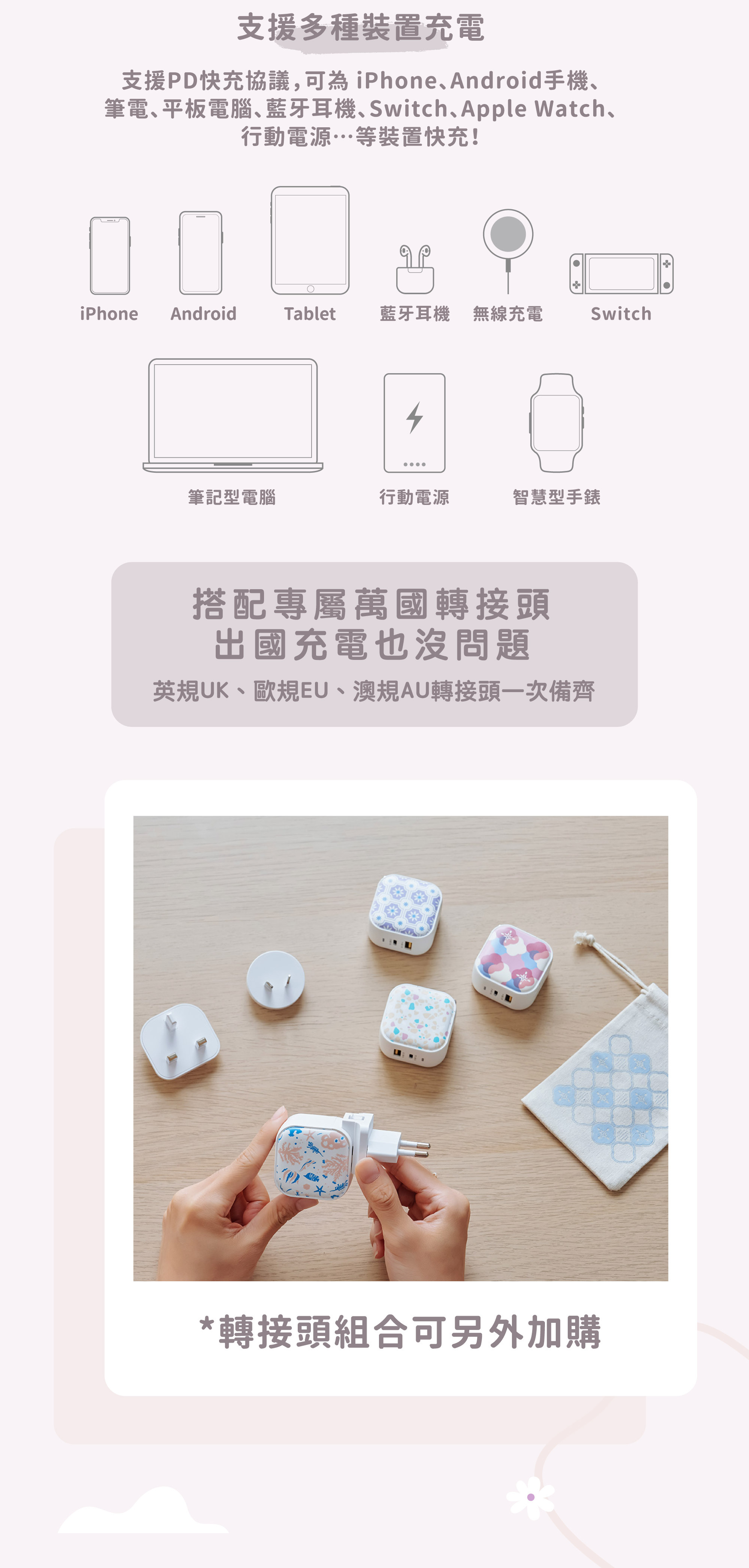 支援多種裝置真快充 Maktar印花樂聯名口袋快充系列