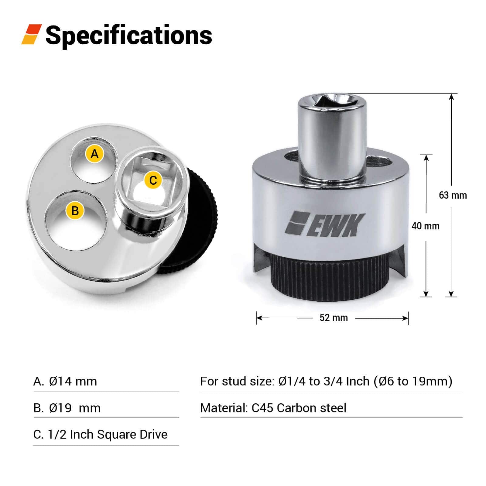 Stud Bolt Extractor for 1/4 to 3/4 Inch | EWK