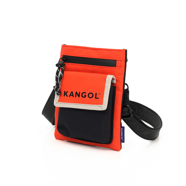 KANGOL 小方包 側背包 橘黑 小側包 包包 6255170652