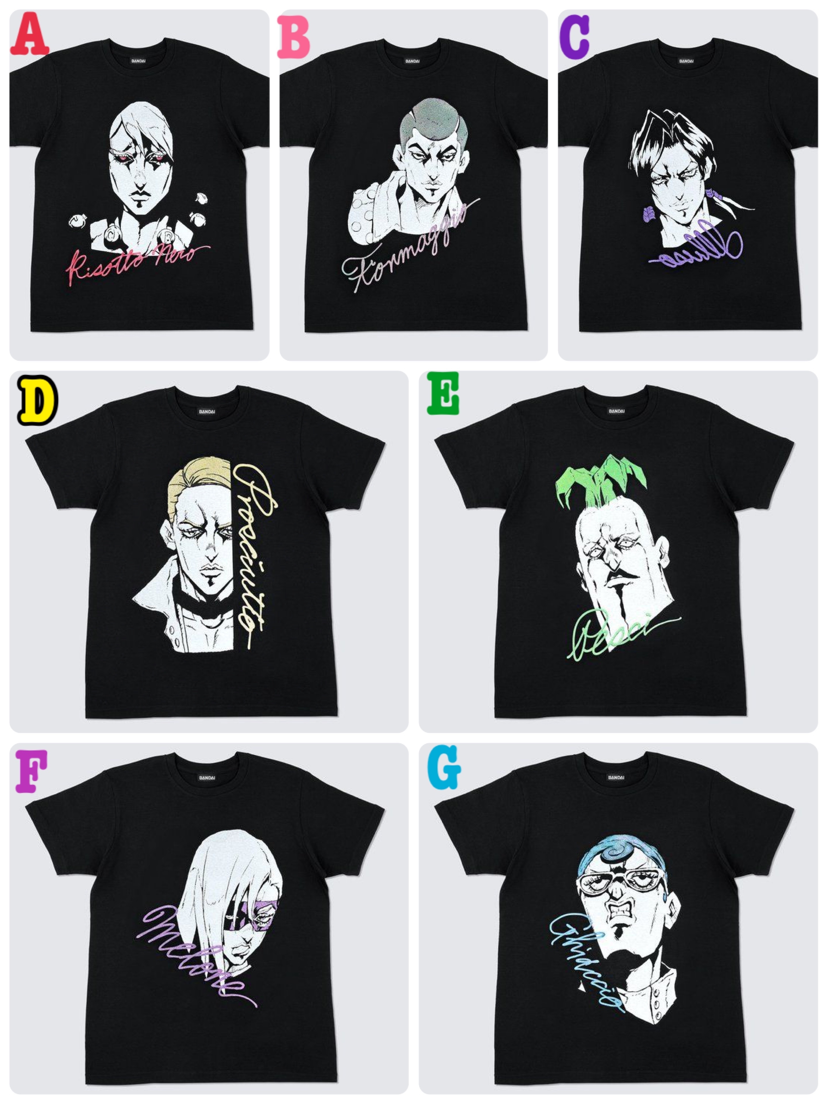 240221 Pbandai 預訂2026/4月 【PB限定】【ジョジョの奇妙な冒険 黄金の風】暗殺者チームTシャツコレクション