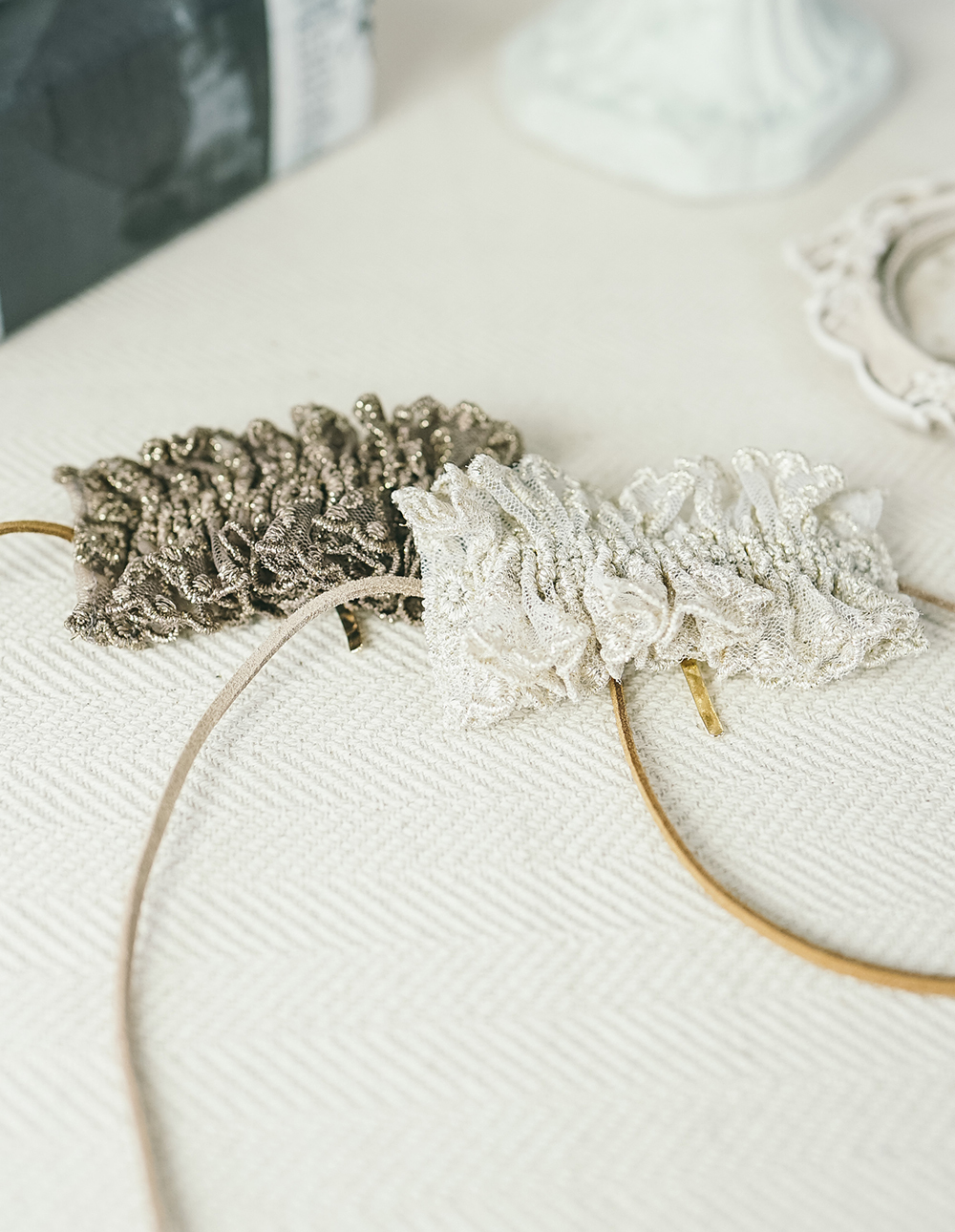 手工網紗金線蕾絲髮叉