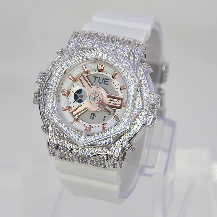 銀色 改裝手錶 BA-110RG-7A - 玫瑰