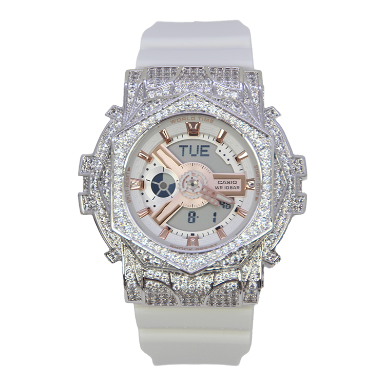 銀色 改裝手錶 BA-110RG-7A - 玫瑰