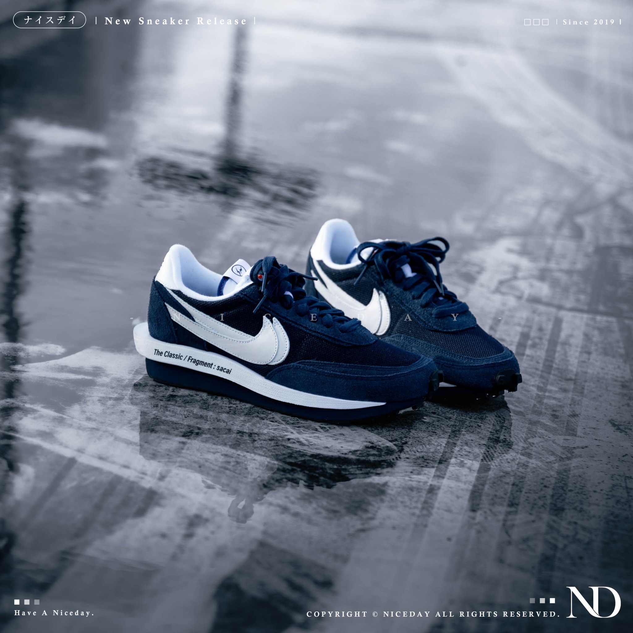 NICEDAY 代購 Fragment x Sacai x Nike LDWaffle 藤原浩 藍色 雙鉤 三方聯名 DH2684-400