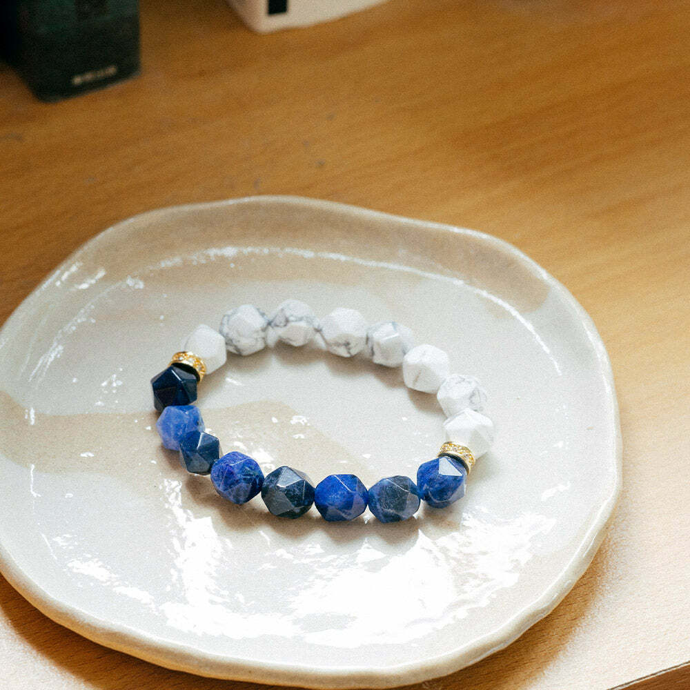 Azure Harmony 藍紋石Ｘ白松石切角手鍊