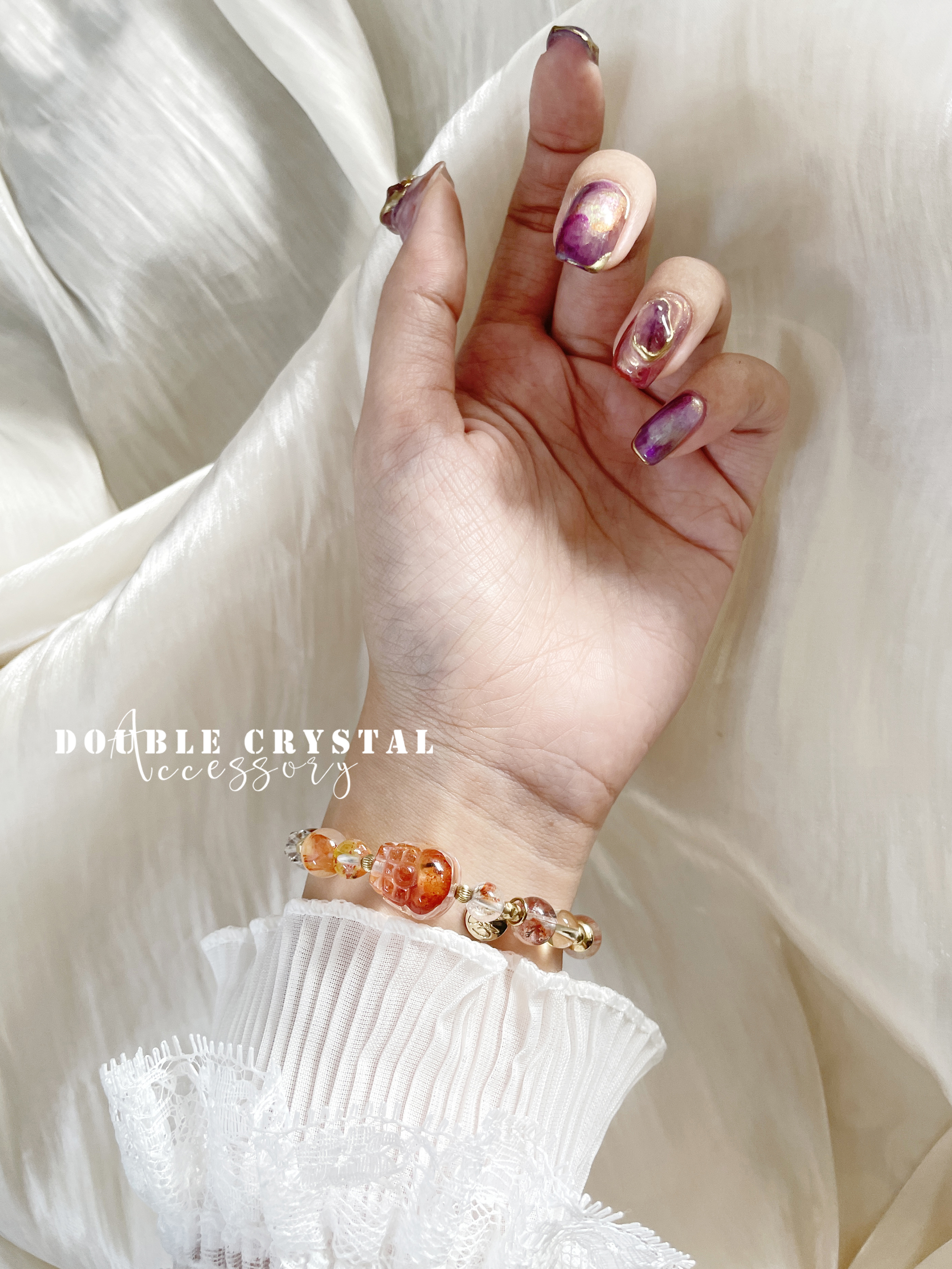 ☽◌*花開富貴／紅膠花貔貅．錦鯉水晶．紅膠花．黃水晶