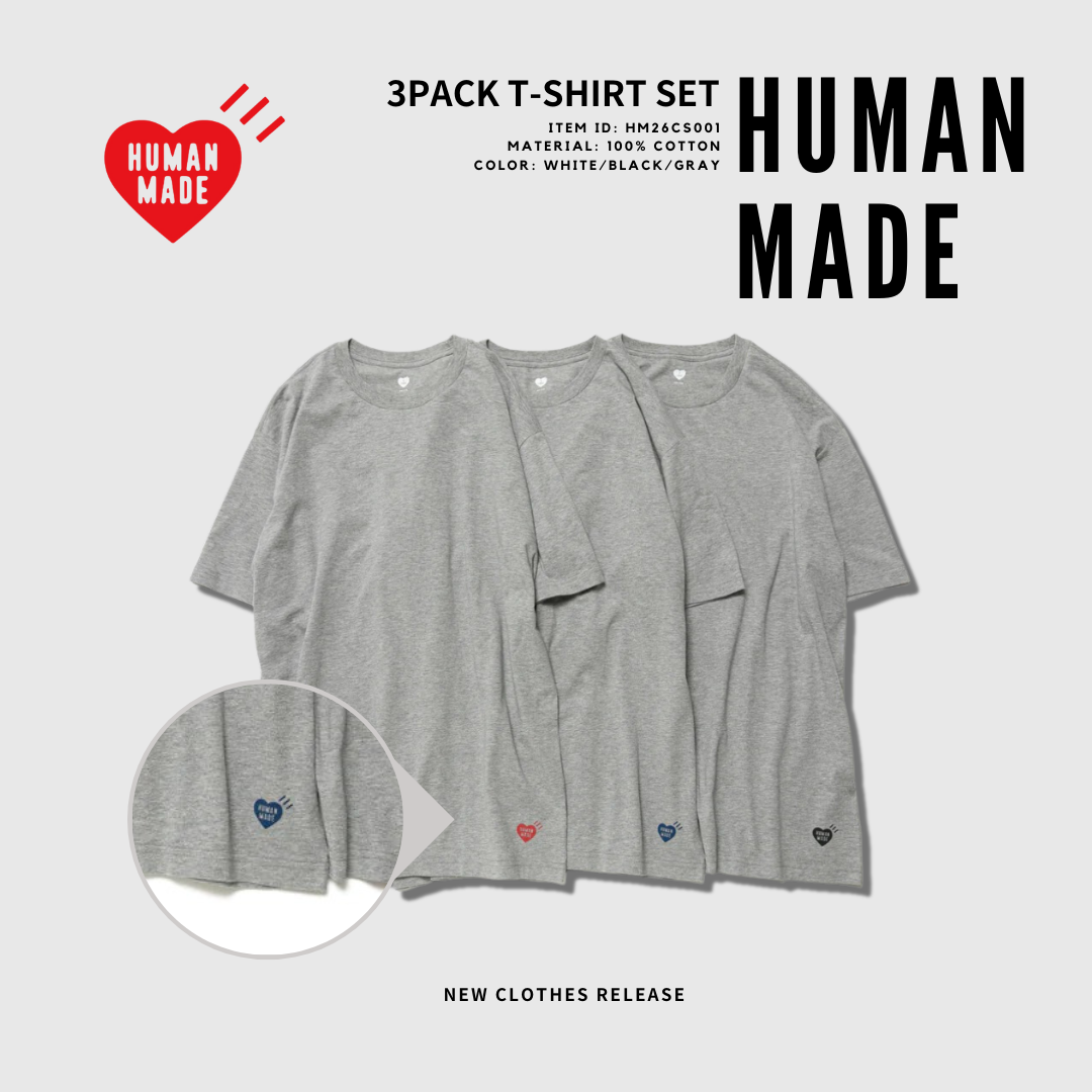 NICEDAY 現貨服飾Human Made 3-PACK T-SHIRT SET 素面三件組組合包黑