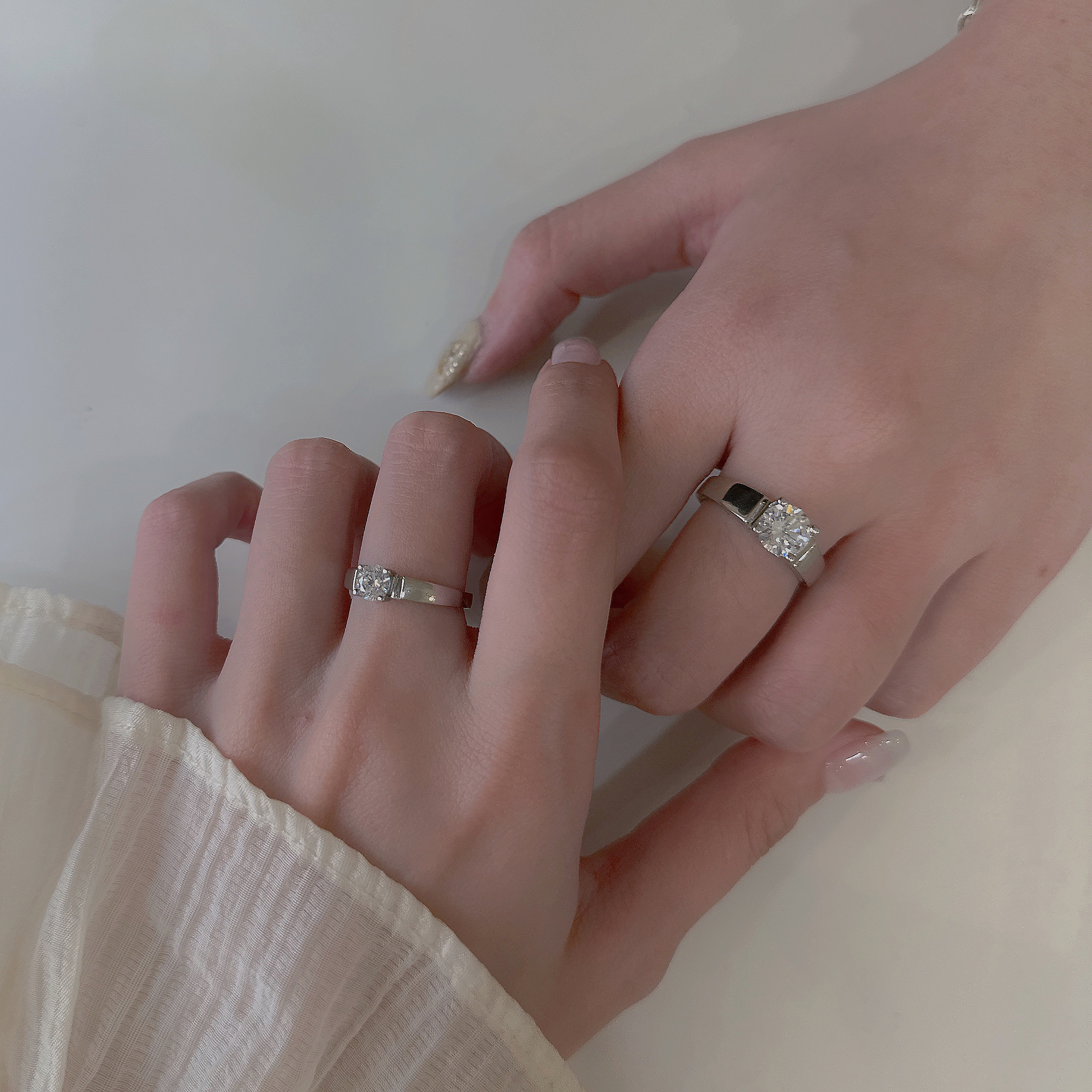 【鈦鋼】相依．鈦鋼單鑽對戒