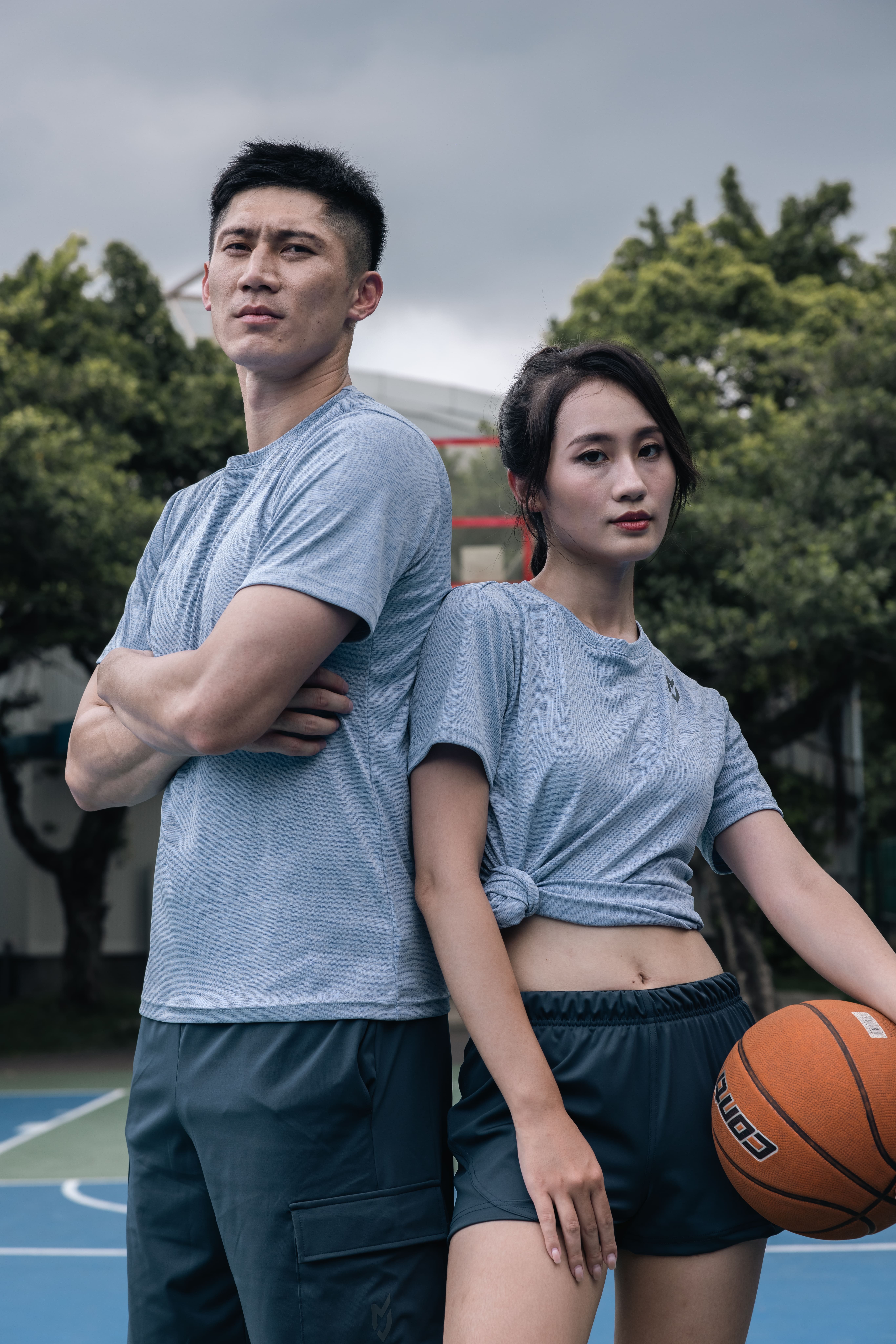 木醣醇中性版運動短袖（麻藍）