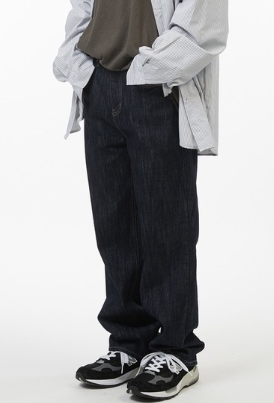 韓國 Raucohouse (SALE) 髮絲紋丹寧直筒牛仔褲 牛仔褲 直筒 美式 休閒牛仔褲 絲紋