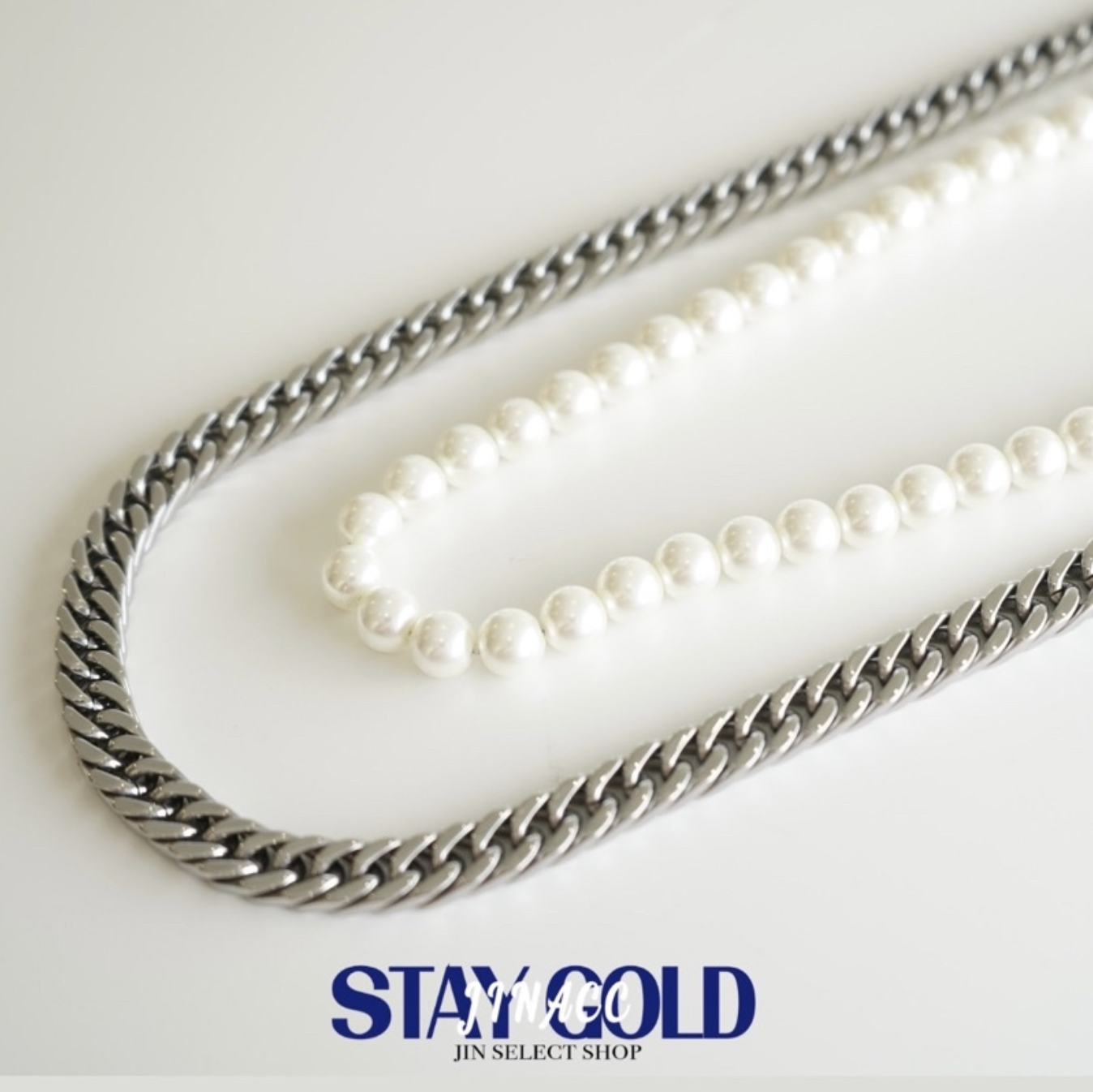 JIN ACC 盒裝平價飾品 珍珠 古巴鍊 項鍊 兩用 可拆