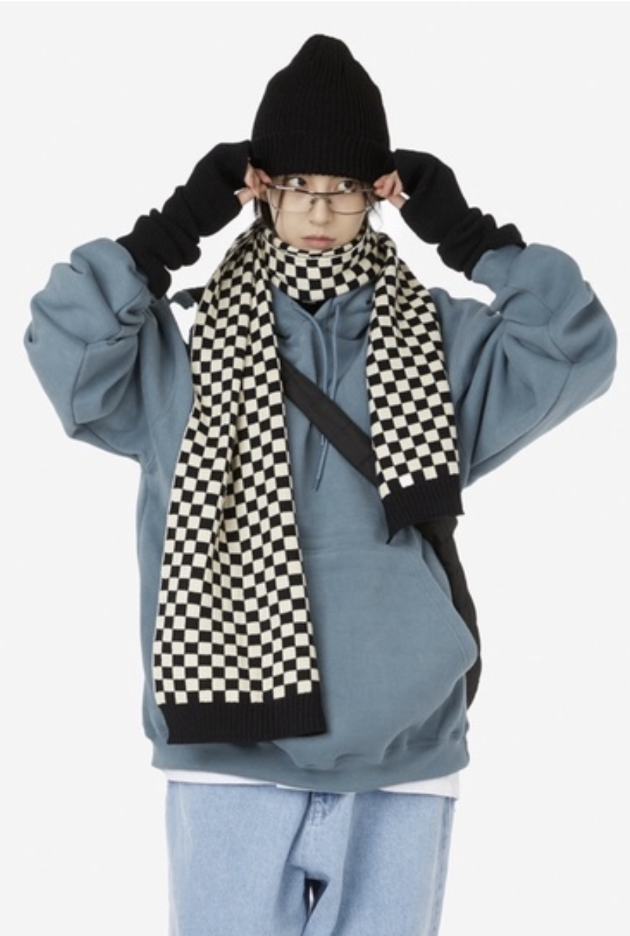 韓國 raucohouse (SALE) 方格旗收邊設計圍巾 配件 時尚 保暖 方格旗 收邊 設計 圍巾 披肩