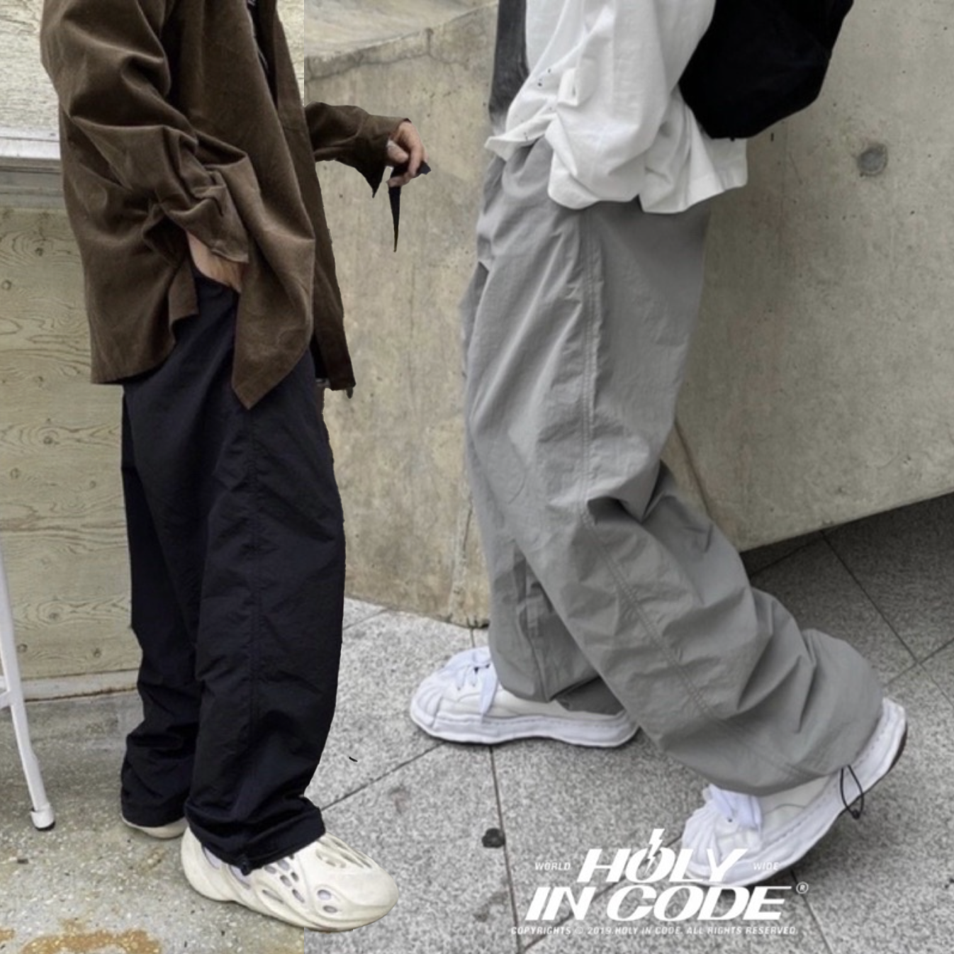 🇰🇷韓國 HOLYINCODE （SALE) 尼龍 基本款 防風 調節 長褲 休閒褲