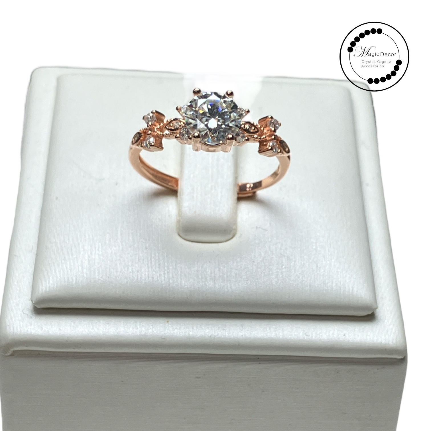 0807-d52 1卡莫桑玫瑰金蝴蝶結邊戒指