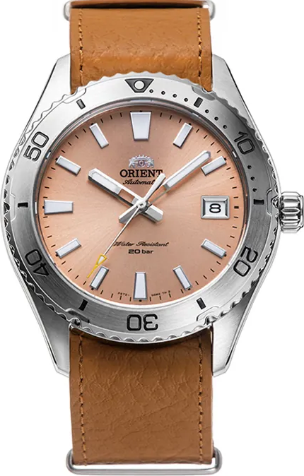 萬年鐘錶 - 東方錶  ORIENT  皮革錶款機械水鬼潛水錶   RA-AC0Q05P 錶徑: 39.9mm