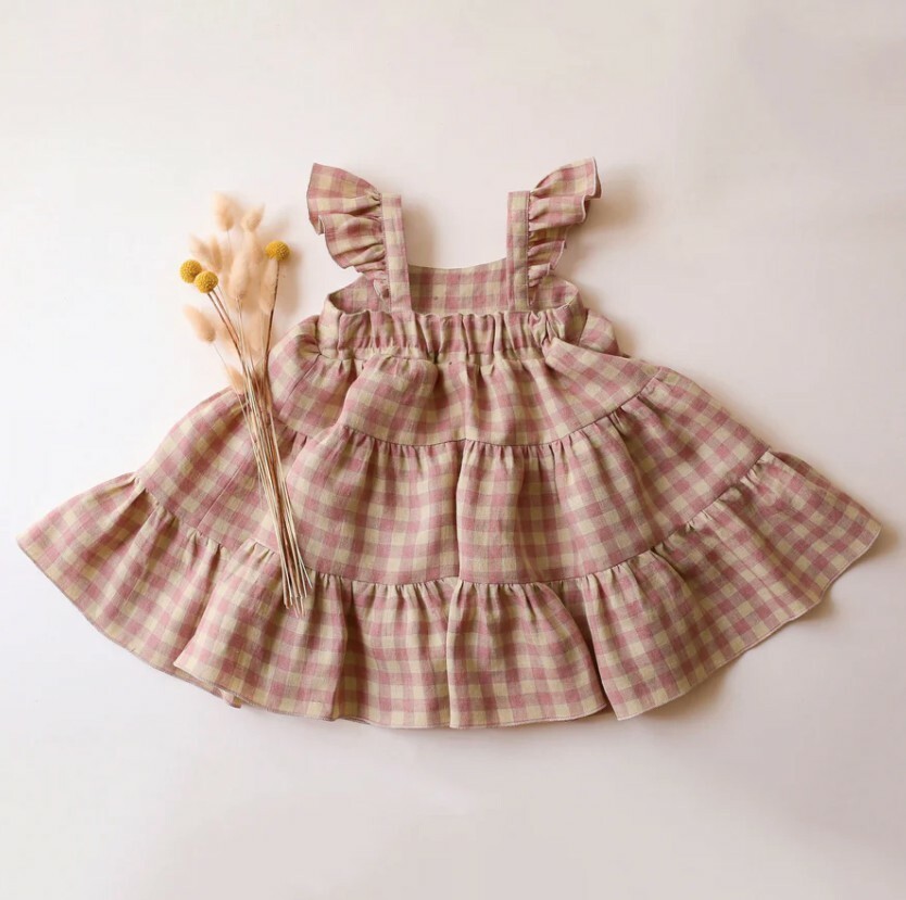 Dannie and Lilou-Boho Dress波希米亞長洋裝(Blush & Cream Gingham)