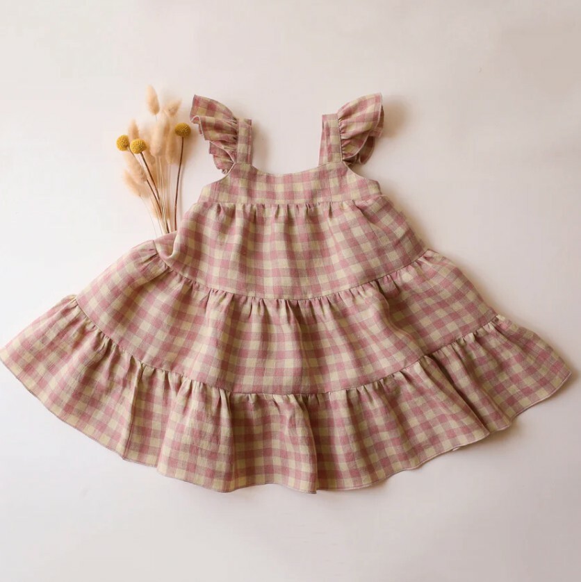 Dannie and Lilou-Boho Dress波希米亞長洋裝(Blush & Cream Gingham)