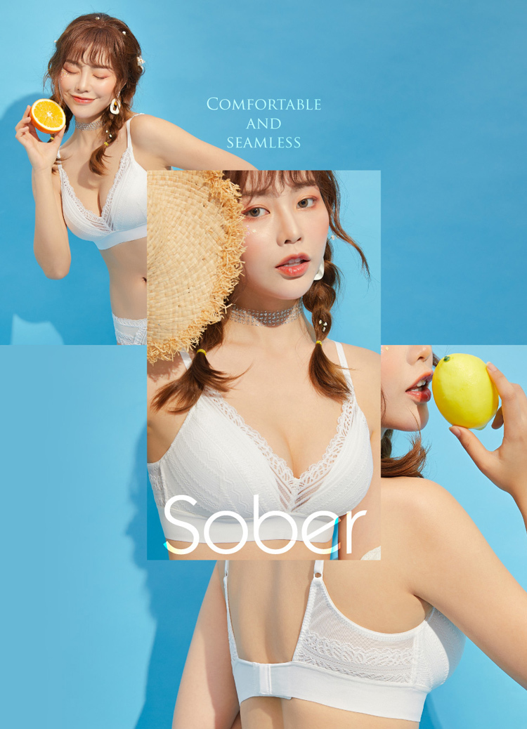 Olivia無鋼圈法式蕾絲三角杯V型內衣