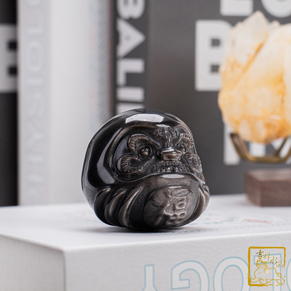 銀沙黑曜達摩不倒翁 開運祈福 / 兩尺寸可挑