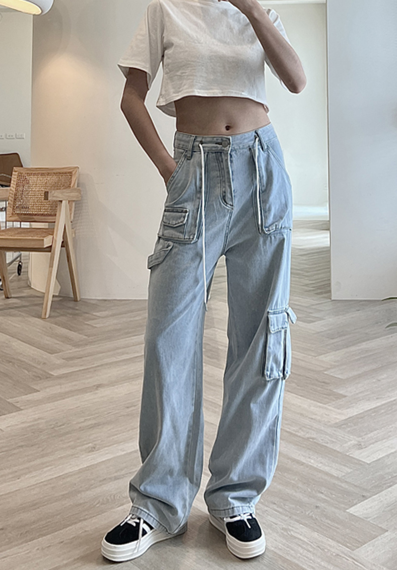 抽繩牛仔工裝褲*3色